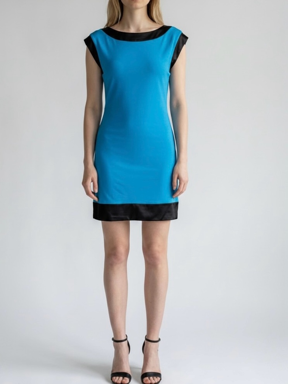Express Turquoise & Black Satin Trim Dress